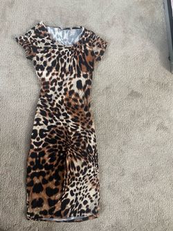 Leopard Print Bodycon Midi Dress size smal