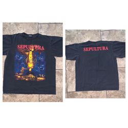 Vintage Sepultra Chaos AD tshirt Obscure Band Tee heavy metal tag