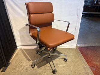 MCM Style Brown and Chrome Adjustable Office Chair