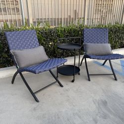 NEW Patio Furniture Outdoor Chairs With Table Cart Combo Foldable Camping Chairs With Table