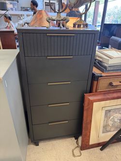Dark Gray 5-Drawer Tall Dresser