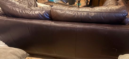 Brown leather couch