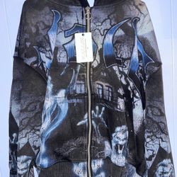 Vale Zip Up Skeleton Ghost Hoodie