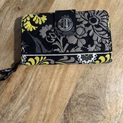 Vera Bradley Clutch Wallet Black and Yellow 