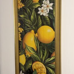 Large Framed Lemon Botanical Wall Art – 26.5” x 14.5”