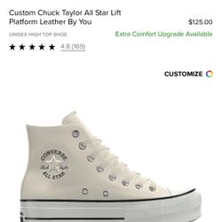 Custom Converse Leather Off-White Platform Size 12