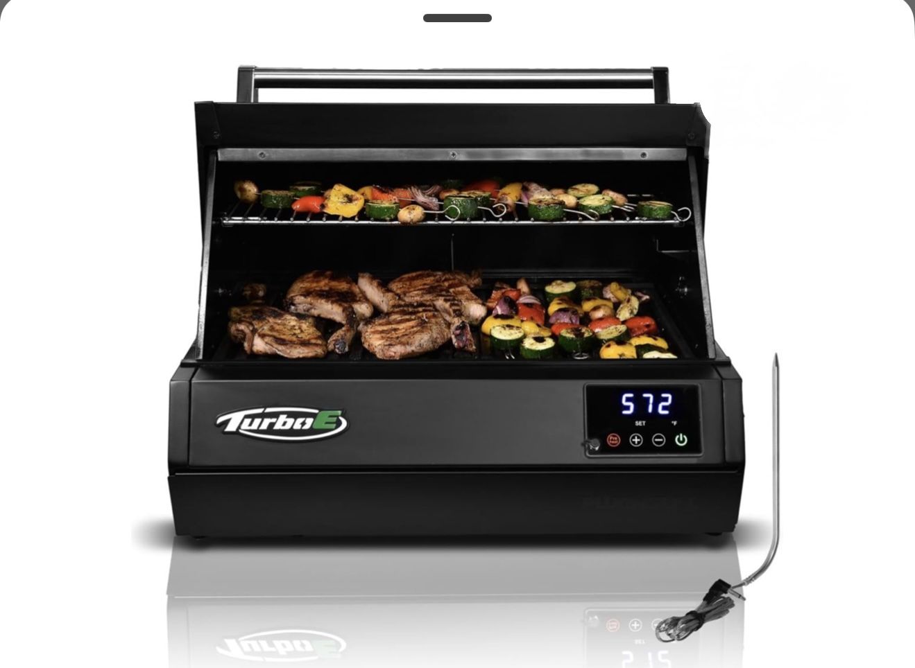 Turbo E Outdoor Electric Grill - 1700W Infrared, 24" Smart BBQ Grill with Probe, 120V