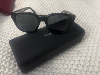 Givenchy Black Acetate Square Sunglasses with Hard Case