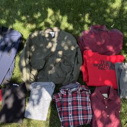 Men’s button downs, hoodies, shirts. Brands are north face, under armor, banana Republic, H&M, Zara,  Size Small