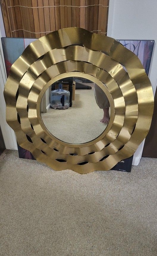Large Metal Brass Mirror