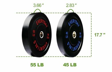 200LB Olympic Bumper Plate Set, 2-Inch Rubber Weight Plates