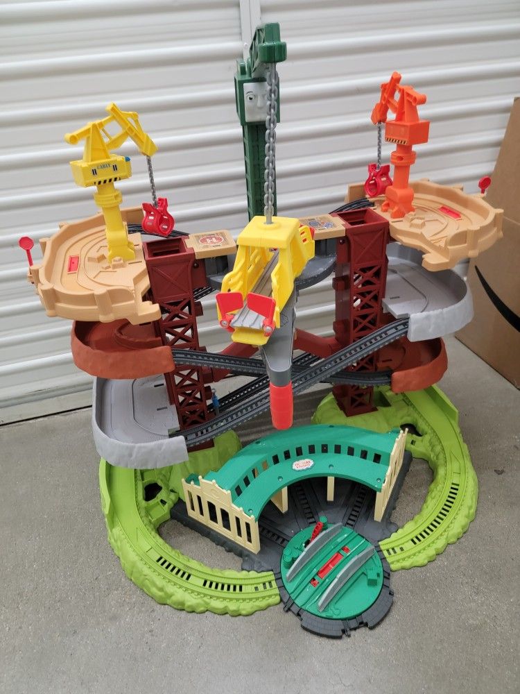 Thomas & Friends Multi-Level Toy Track Set, Trains & Cranes Super Tower with Thomas & Percy Engines for Preschool Kids Ages 3+ Years