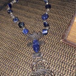 Aztec Warrior Lapis Necklace & Pin 