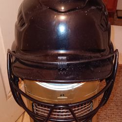 RAWLINGS {black inner padded protective baseball batter's helmet & face cage