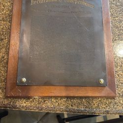 Declaration Of Independence, Wooden Plaque