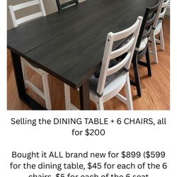DINING TABLE + 6 CHAIRS