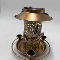 Vintage Style Metal Lantern Bird Candle Holder Hanging Garden Decor Rustic Bronze