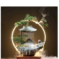 🪷 Brand New Ceramic Buddha Indoor Water Fountain – LED Light & Mist Feature | Peaceful Tabletop Waterfall 🪷