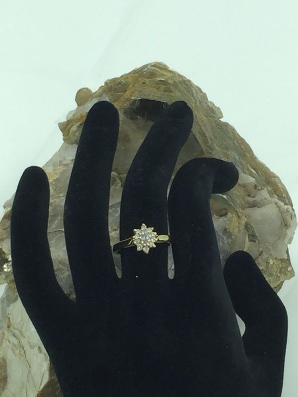 Gold Over Sterling Silver CZ Halo Ring 7.5