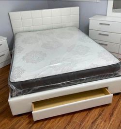 NEW BED FRAME FULL SIZE WITH MATTRESS AND BOX SPRING