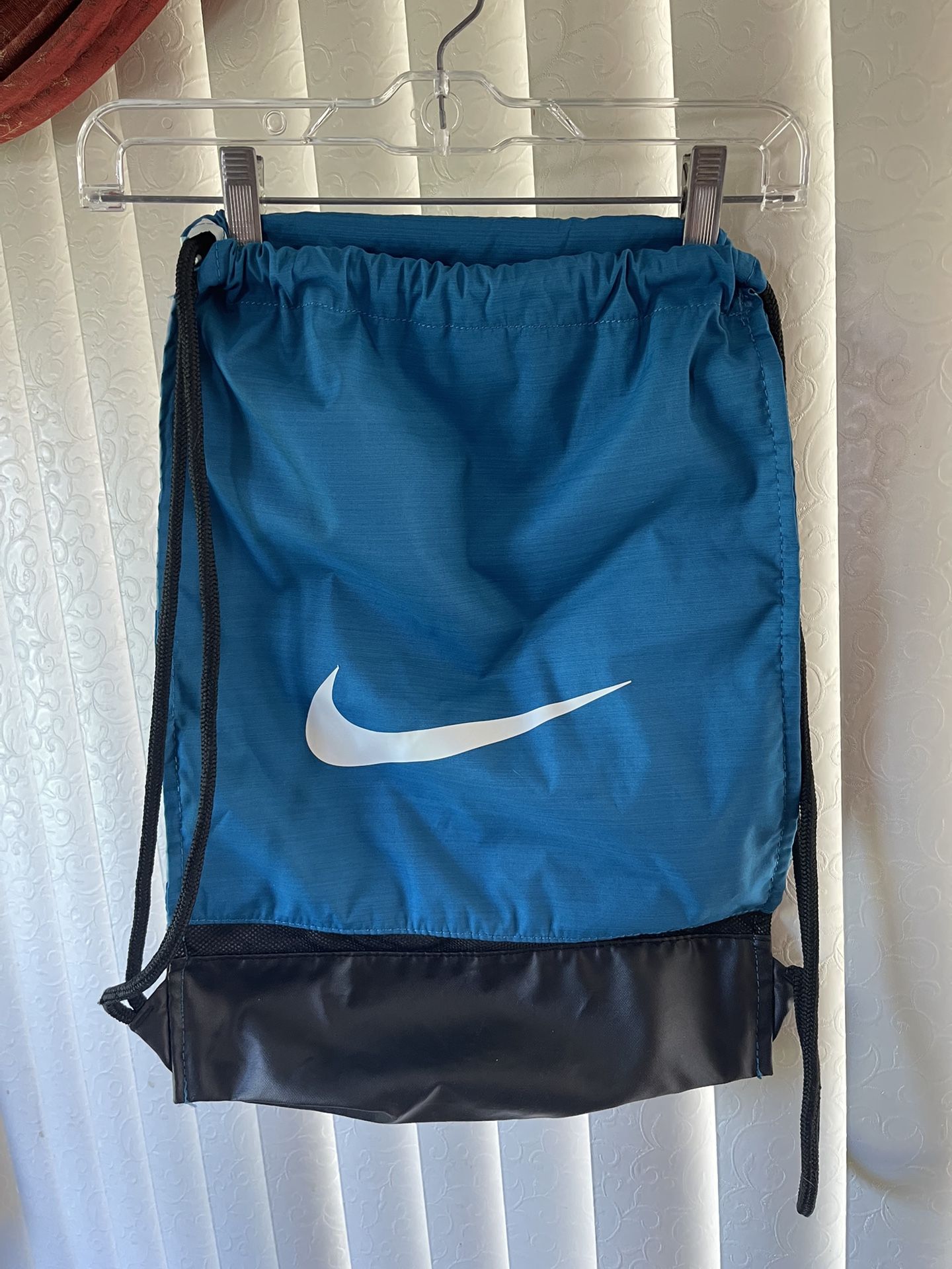 Nike Just Do It Blue & Black Drawstring Backpack Gym Bag Sack