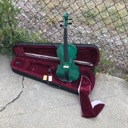 New Green Color 4/4 Full Size School Acoustic Violin with Case Bow Rosin