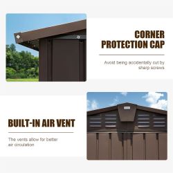 Backyard Storage Shed 11' x 12.5' with Galvanized Steel Frame & Windows, Outdoor Garden Shed Metal Utility Tool Storage Room with Lockable Door for Pa