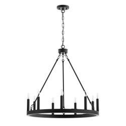 Adriana 9 - Light Dining Room Steel Dimmable Wagon Wheel Chandelier UL Certified