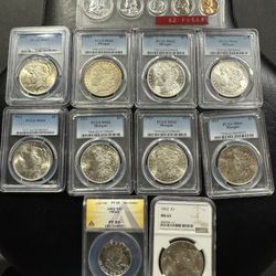 Coins Peace dollars And Morgan Dollars