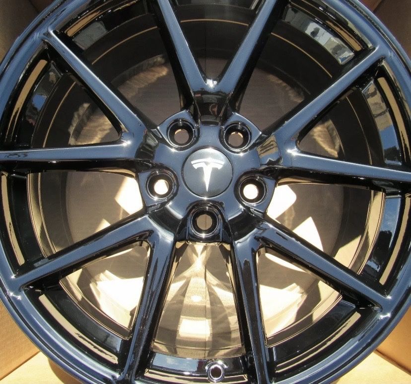 18” Tesla Model 3 OEM Rims Powder Coat Exchange Gloss Black