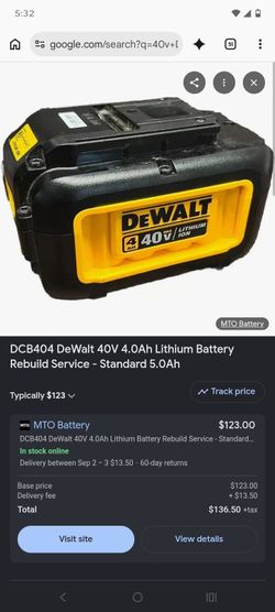 40v DeWalt battery