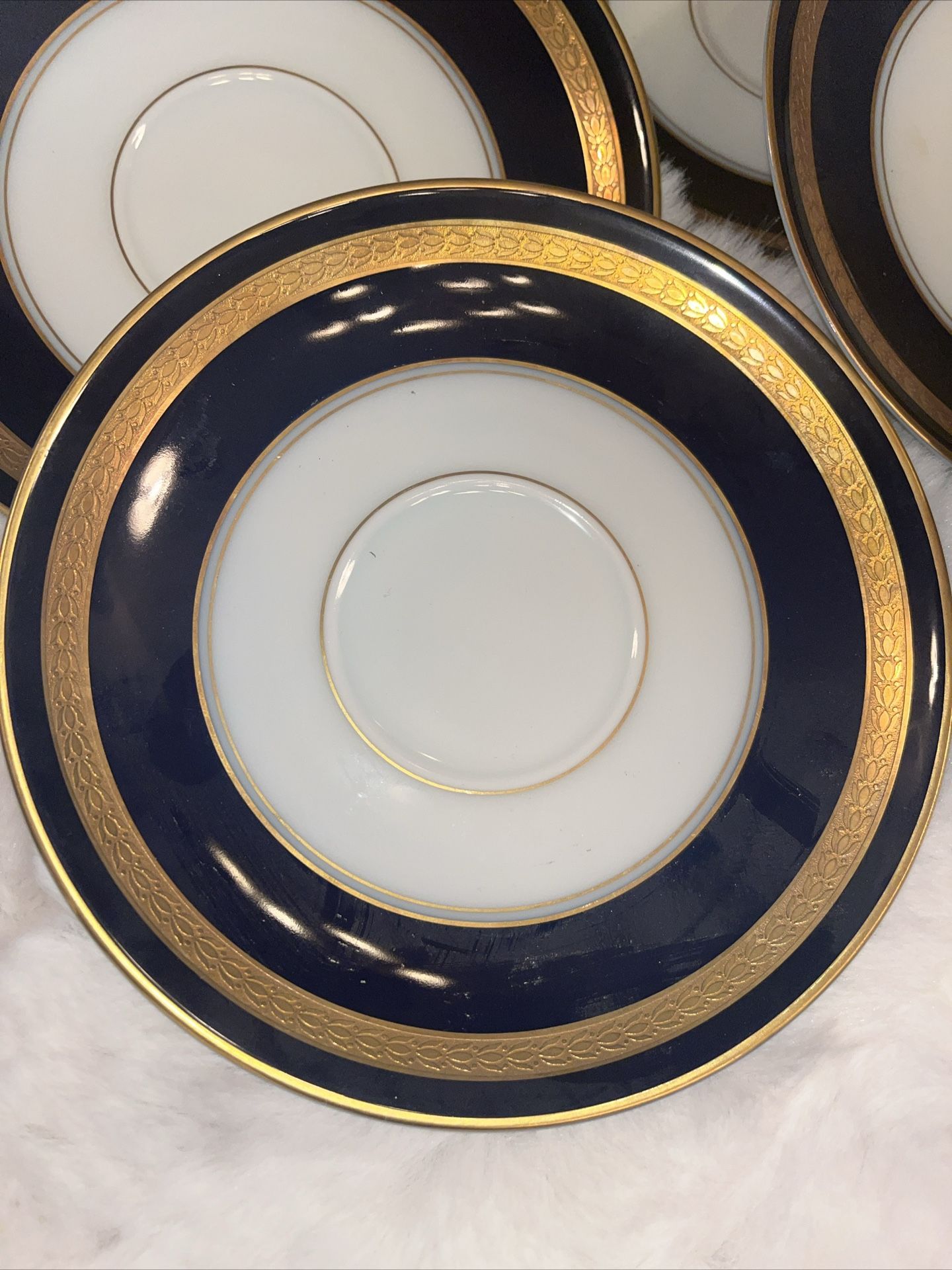 Rosenthal Saucers Eminence Classic Rose Selb Plossberg Cobalt & Gold (6)