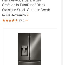 23.5 cu. ft. Smart French Door Refrigerator, Dual Ice with Craft Ice in PrintProof Black Stainless Steel, Counter Depth