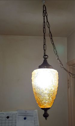 Vintage Amber Glass Lamp Swag Hanging