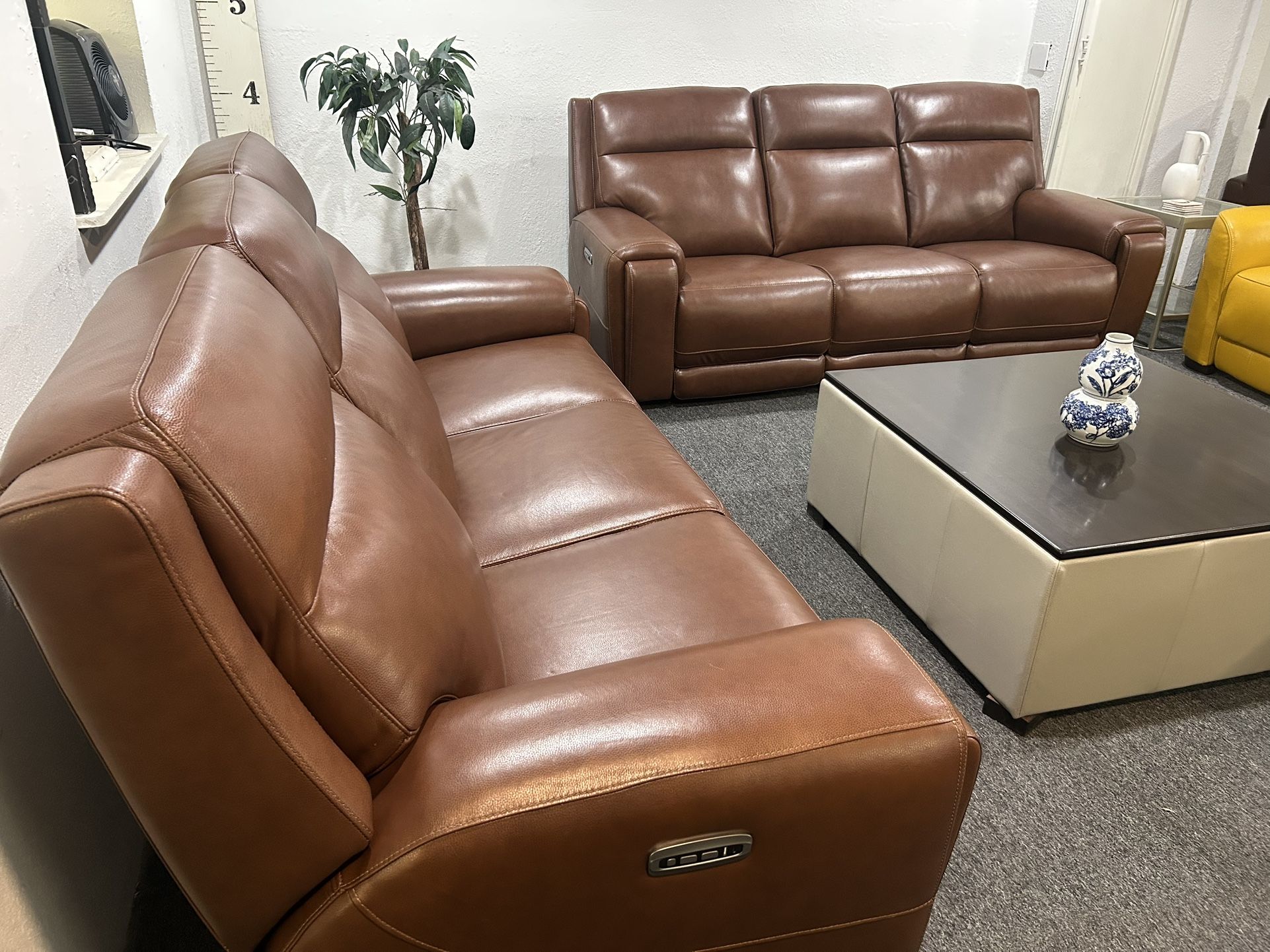 Furniture- Zero Gravity 100% Real Leather Power Recliner Sofa- Varsani