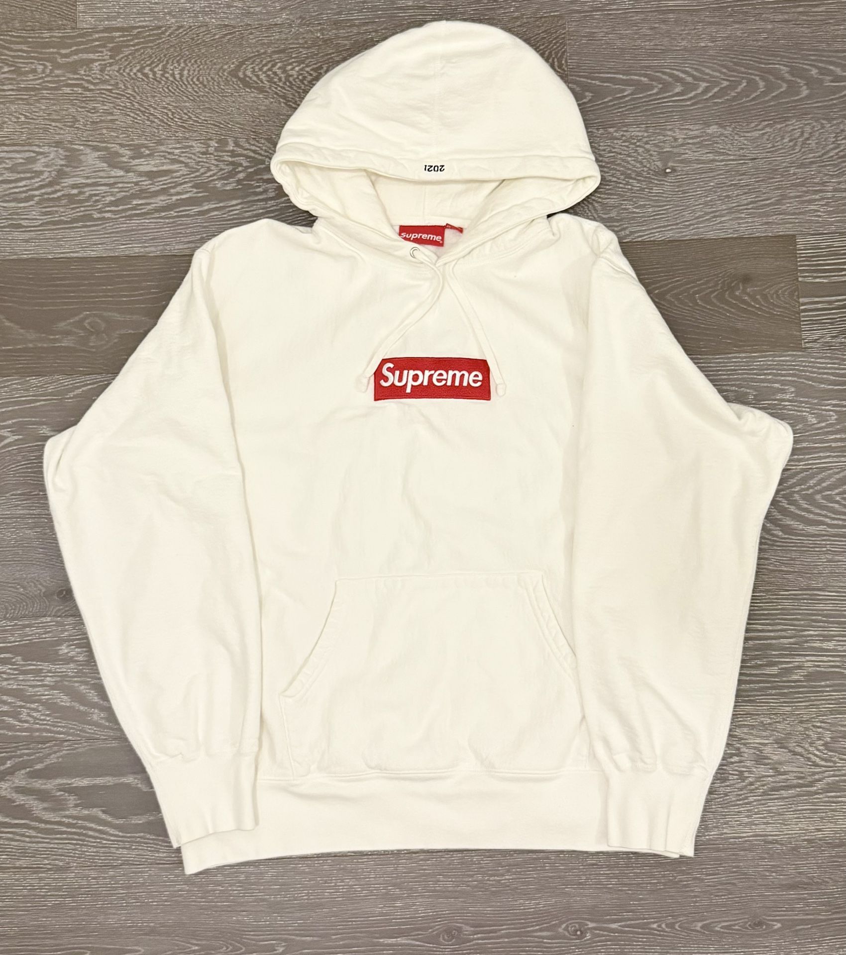 Supreme Box Logo Hooded Sweatshirt WHITE Size Medium