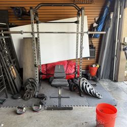 Weight Bench, Rack, And  Weights