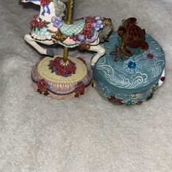 A colorful ceramic carousel hole