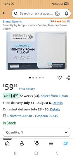 Cooling memory foam pillow