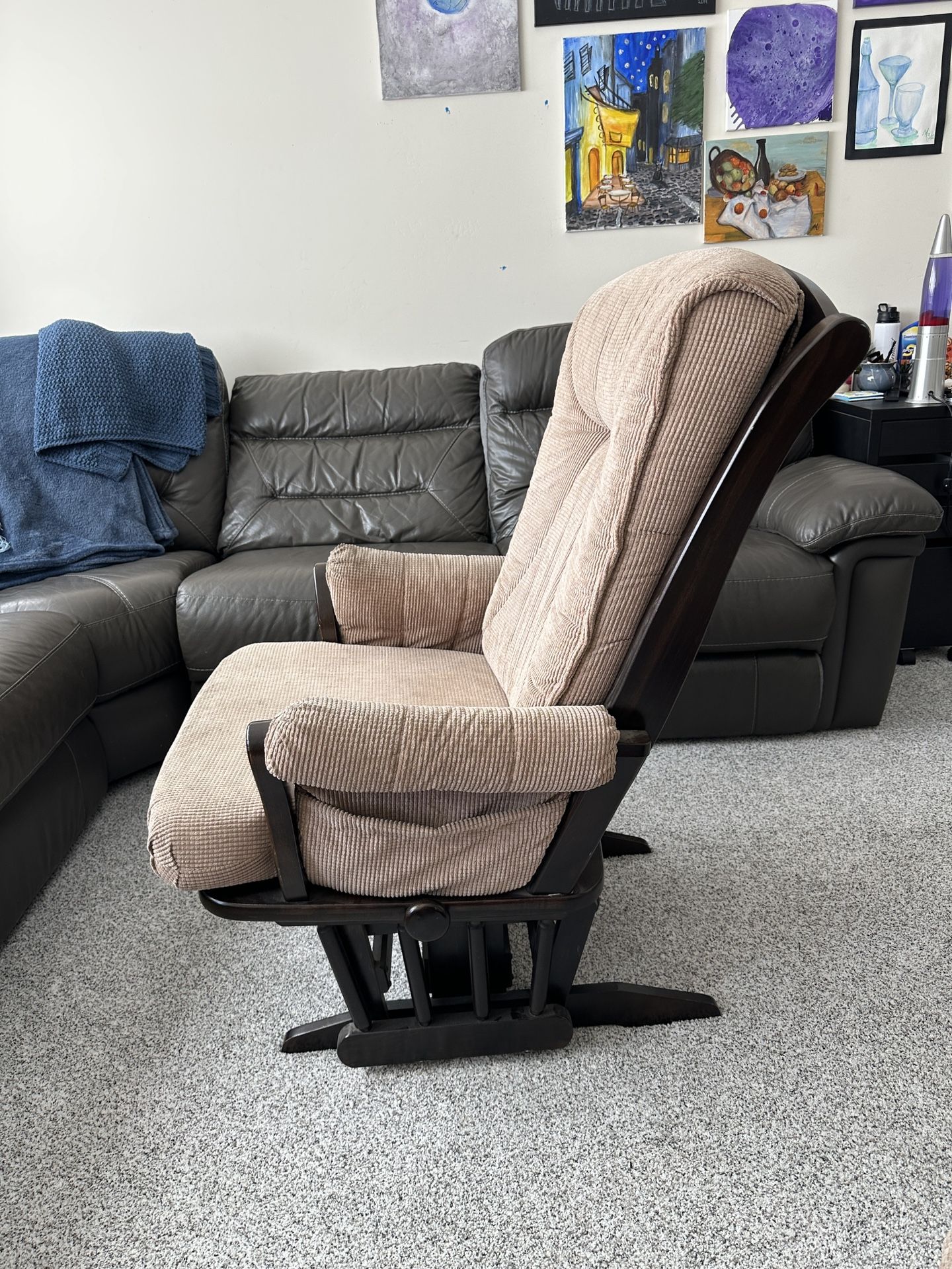 Dutailier Hardwood Reclining Glider and Ottoman