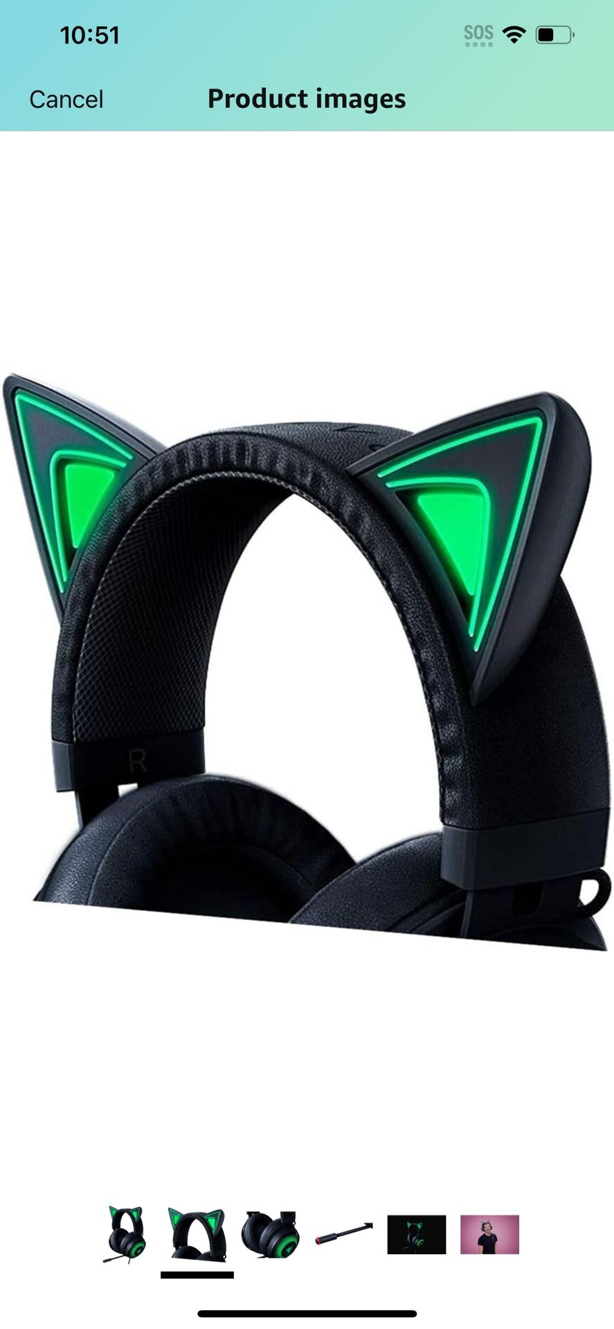 Razer Kraken Kitty RGB USB Gaming Headset: THX 7.1 Spatial Surround Sound Chroma RGB Lighting Retractable Active Noise Cancelling Mic Lightweigh