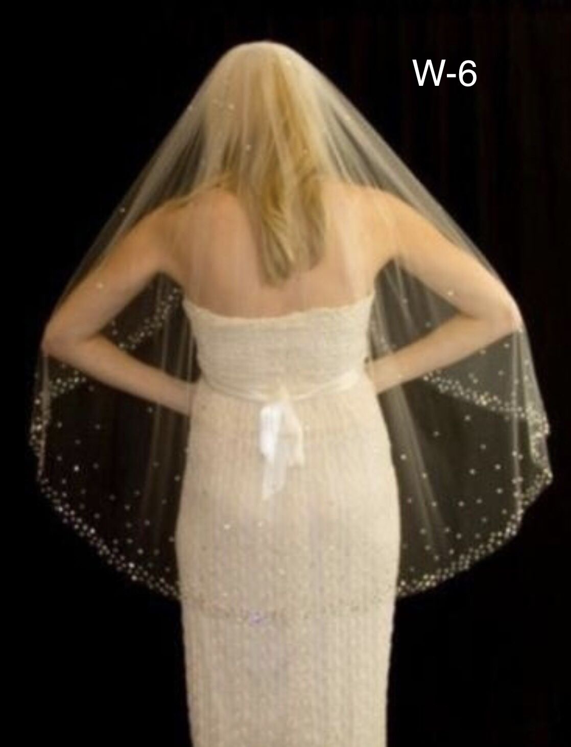 Single Sequins Bridal Comb Veil W-6