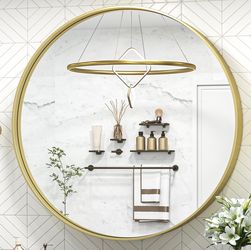 TokeShimi 40 Inch Round Gold Bathroom Mirror - New in Box