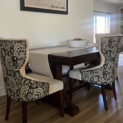 Extendable Dining Table, 3 Chairs, And 1 Bench 