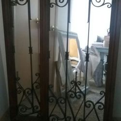 2 solid wood and cast iron mirrors