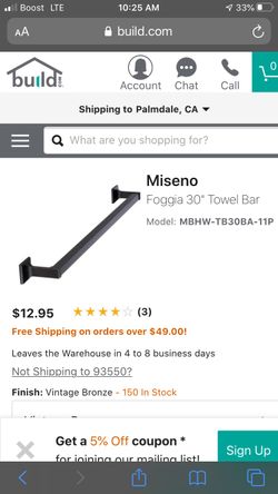 Towel holder 30”