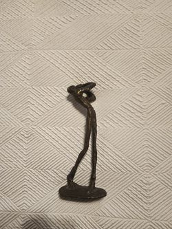 9" Bronze Golfer Statue Brutalist Art Vintage Heavy Abstract Figurine