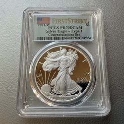 2021-W American Silver Eagle Proof | TYPE 1 | PCGS PR70DCAM  FS