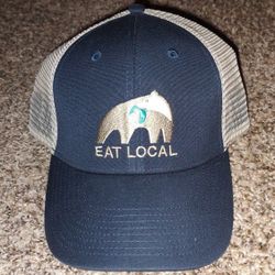 Patagonia Eat Local Hat Bear Fish Logo Upstream Mesh Snap Back Trucker Ball Cap