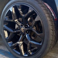 22" . Chevy Silverado GMC Sierra Glossy BLACK Wheels & Tires Suburban Escalade Tahoe Yukon Rims Rines Setof4..FINANCING